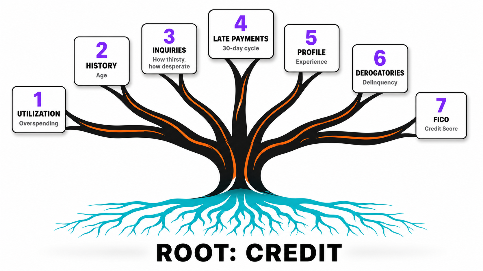 Credit tree with 7 branches