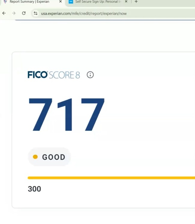 Good credit profile, FICO 717