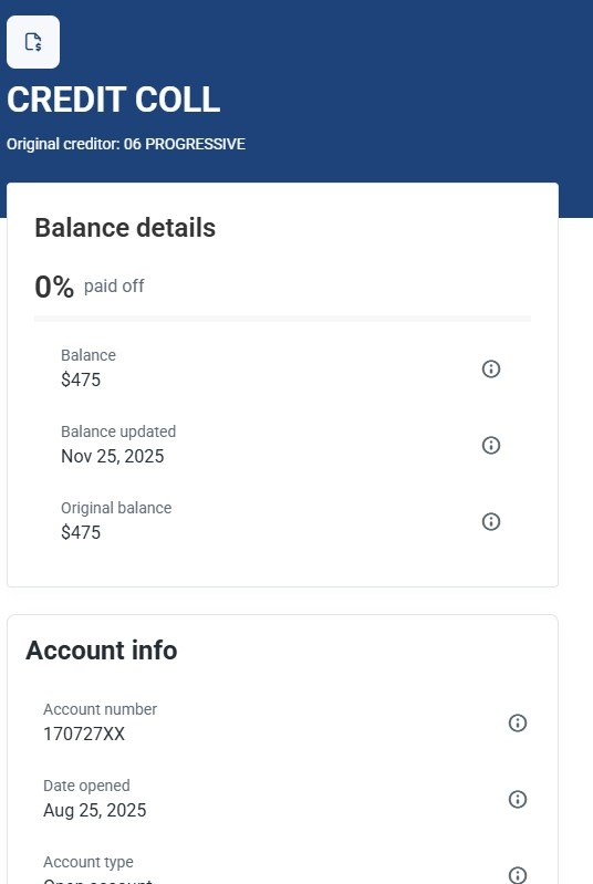 Collection: name, balance, account number