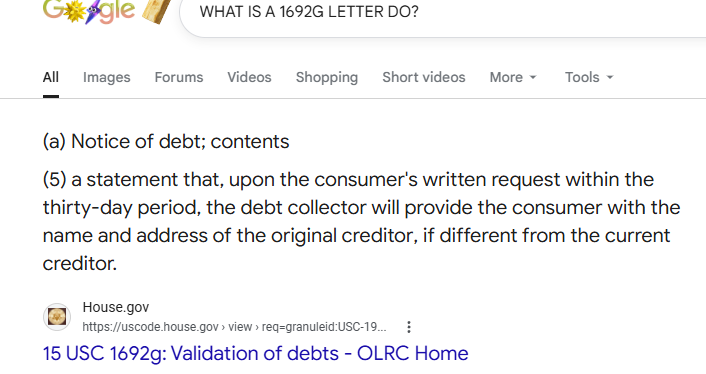 What a 1692G does FDCPA