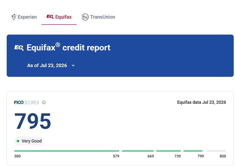 Equifax 795 Very Good