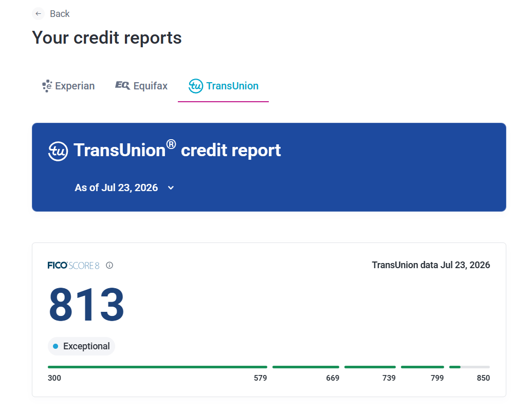TransUnion 813 Exceptional