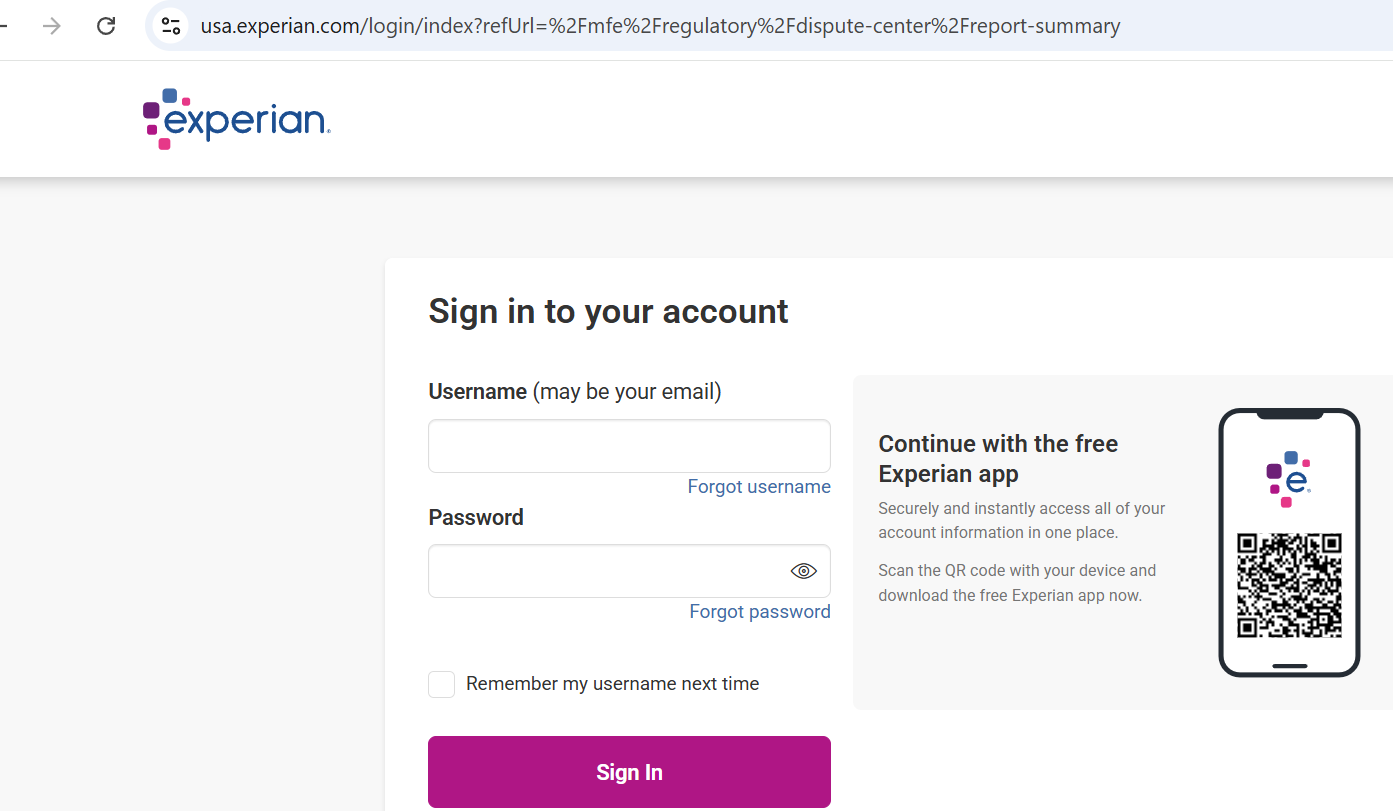 Log in to Experian.com