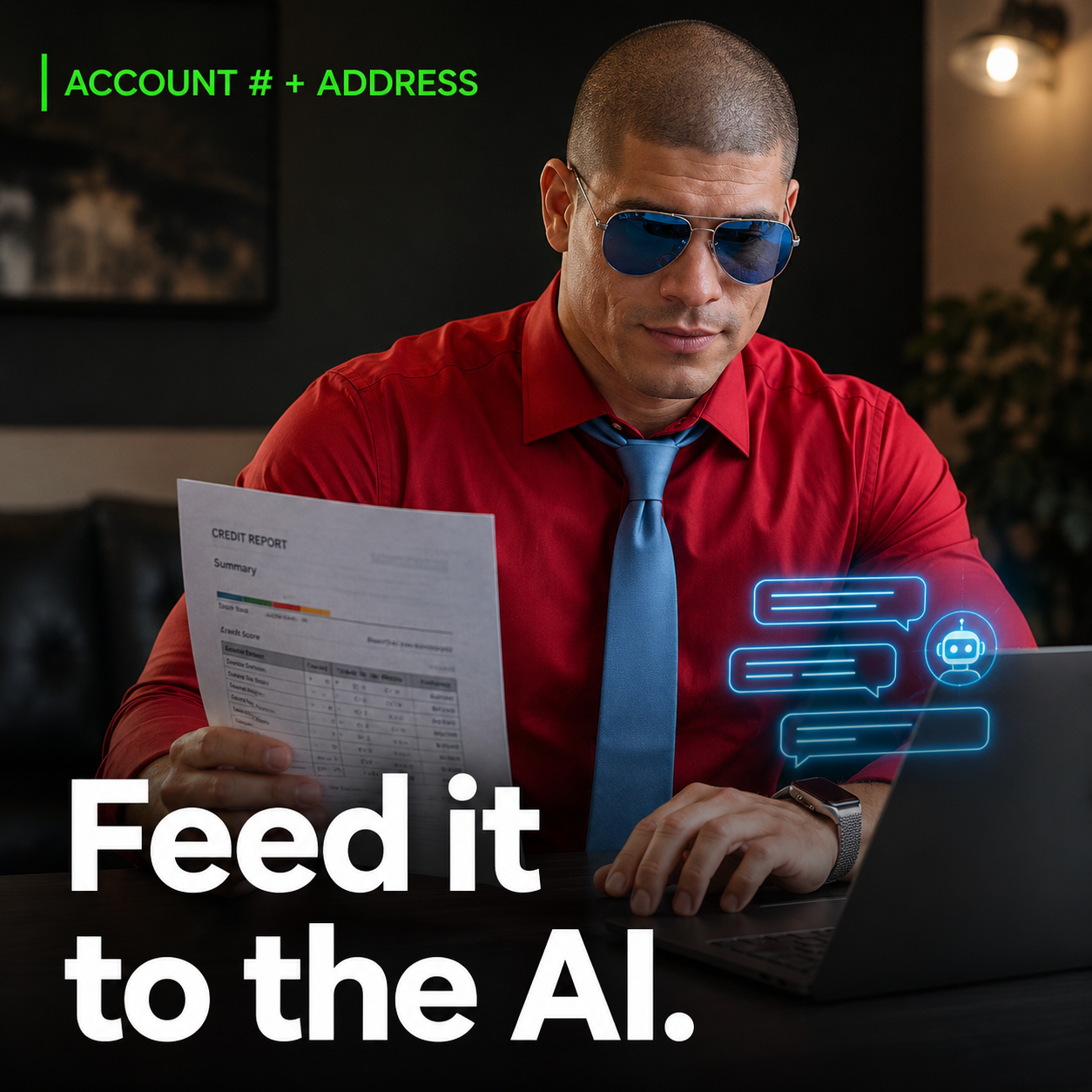 Feed it to the AI — account number and address