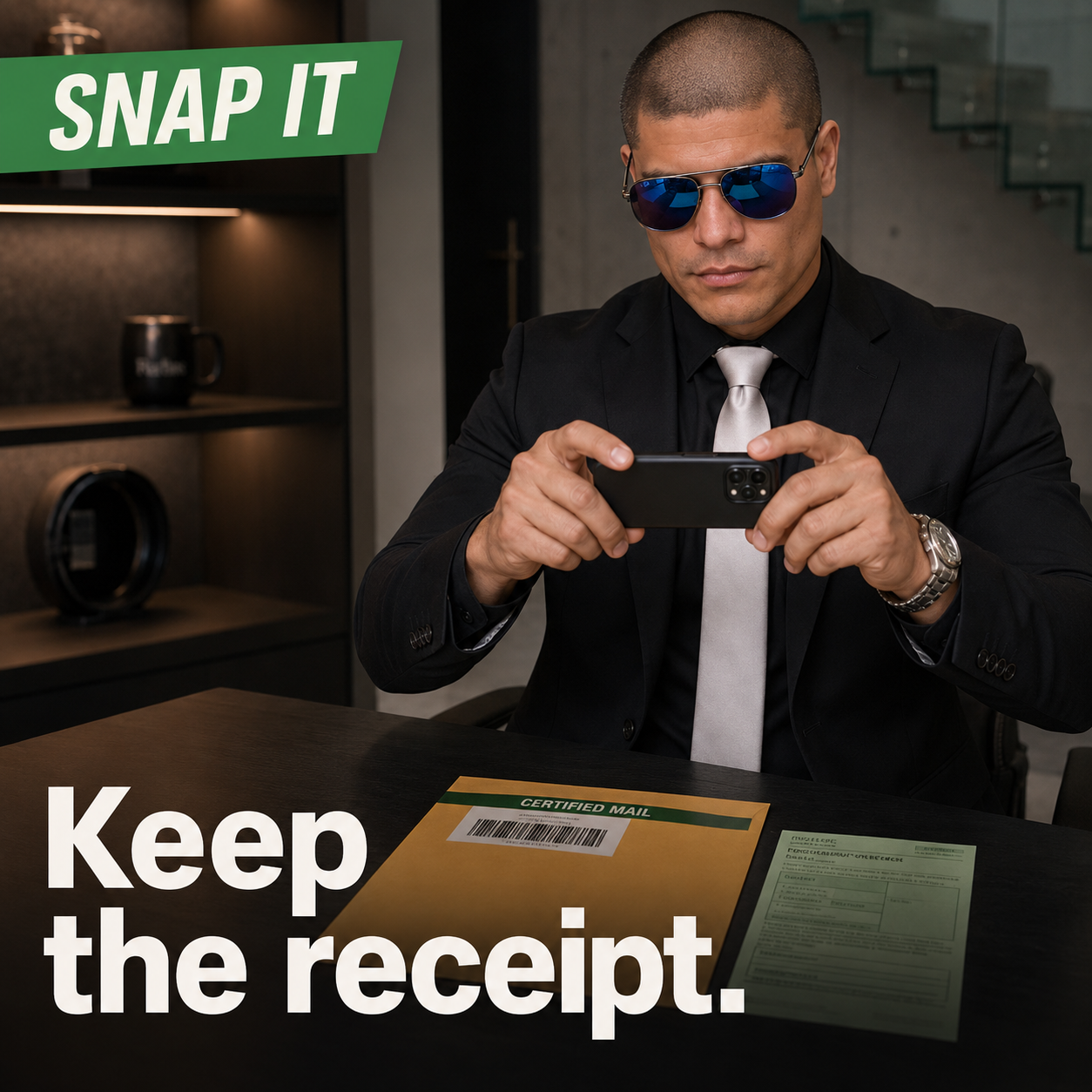 Snap a picture of the certified mail proof and send it